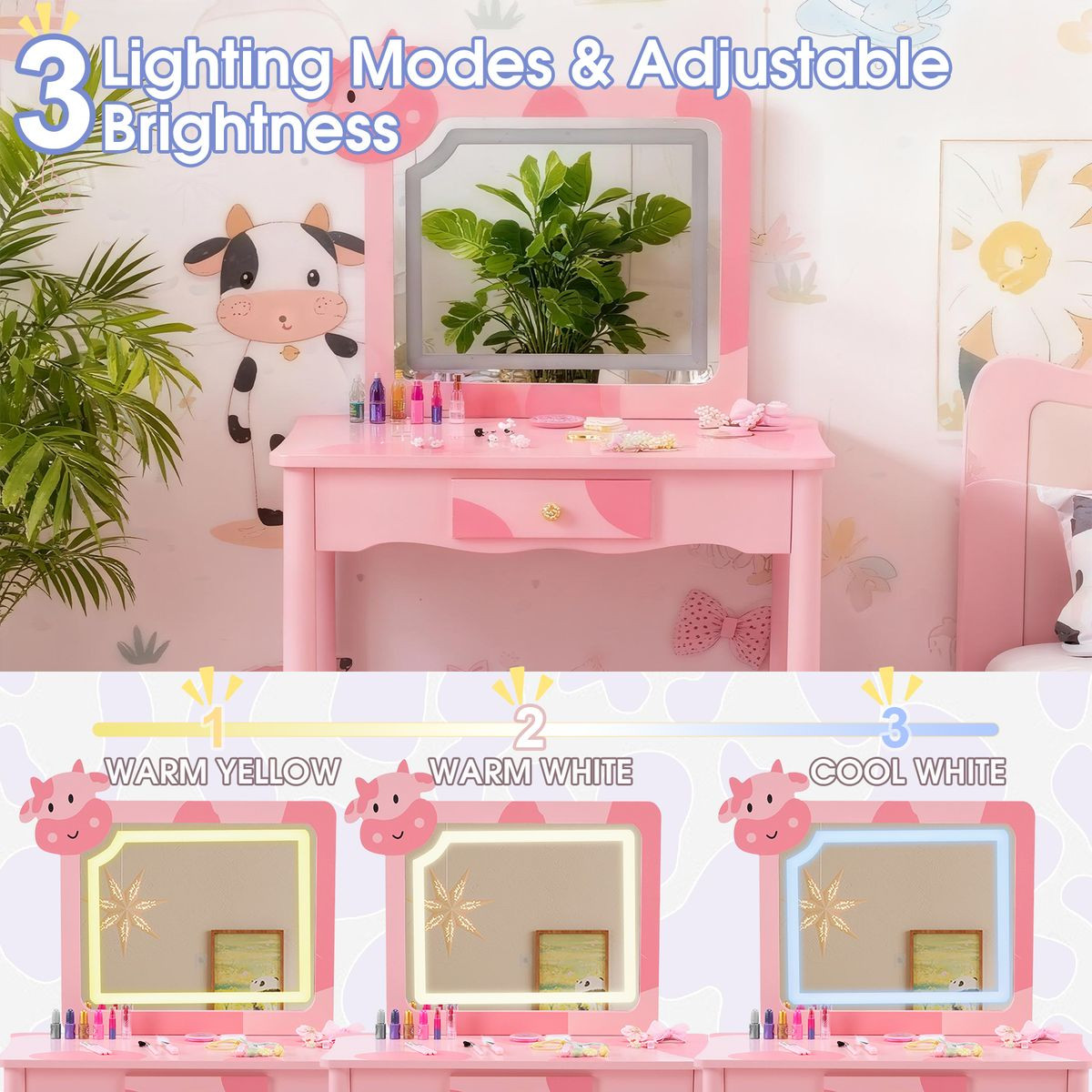 Kids' Dressing Table Set with LED Backlit product image