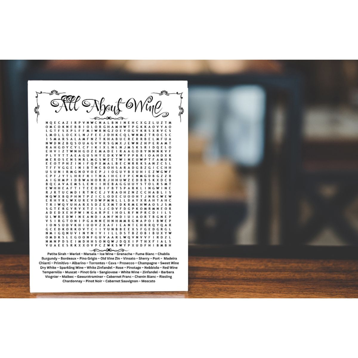'All About Wine' Find a Word Print product image