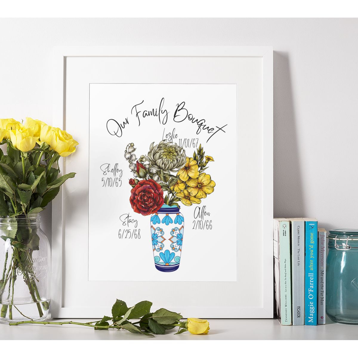 Personalized Family Flower Bouquet Print product image