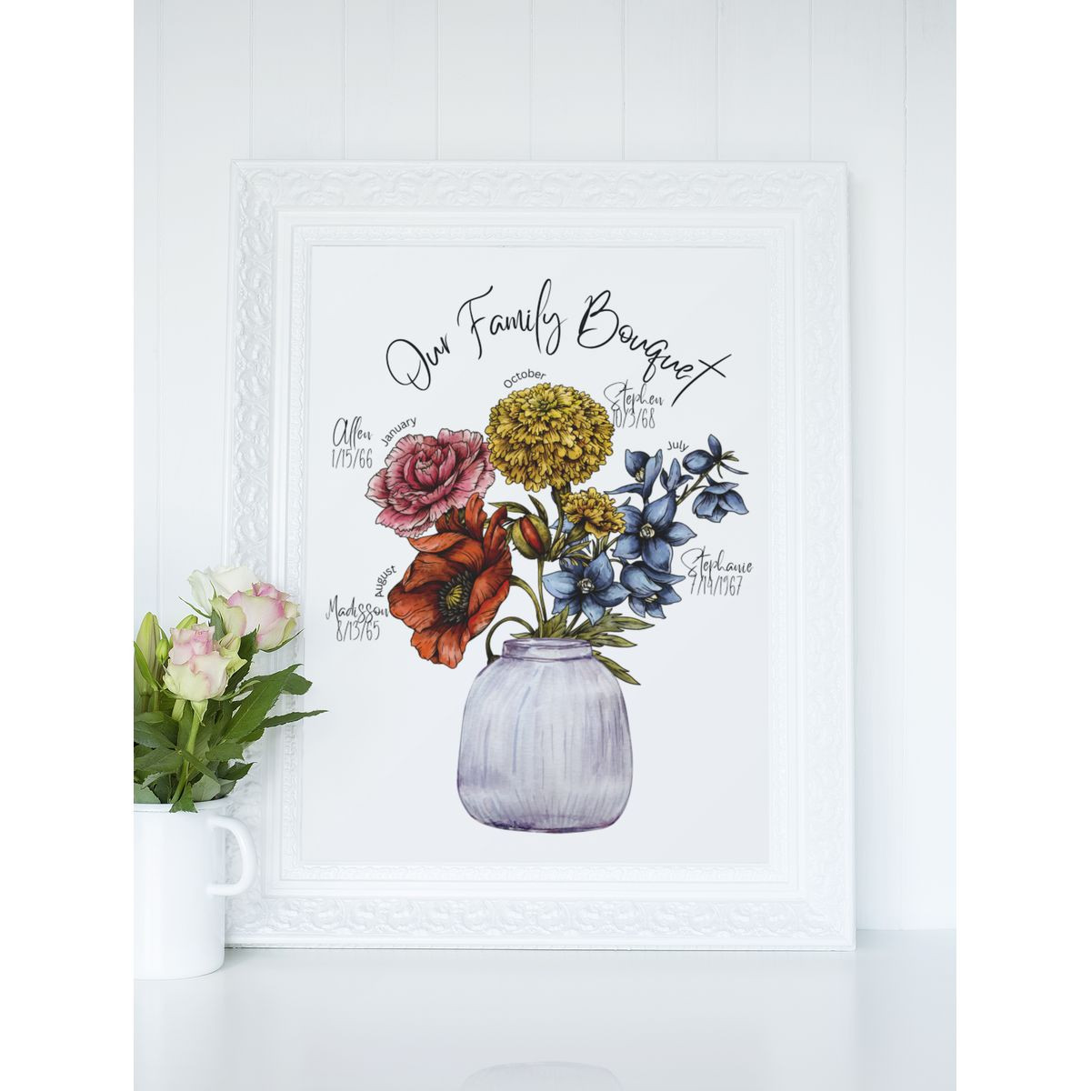 Personalized Family Flower Bouquet Print product image