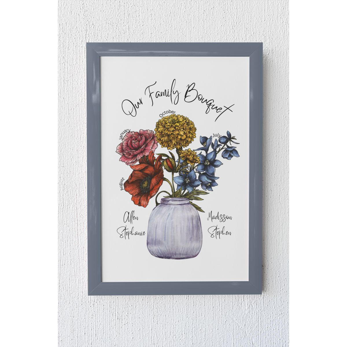 Personalized Family Flower Bouquet Print product image
