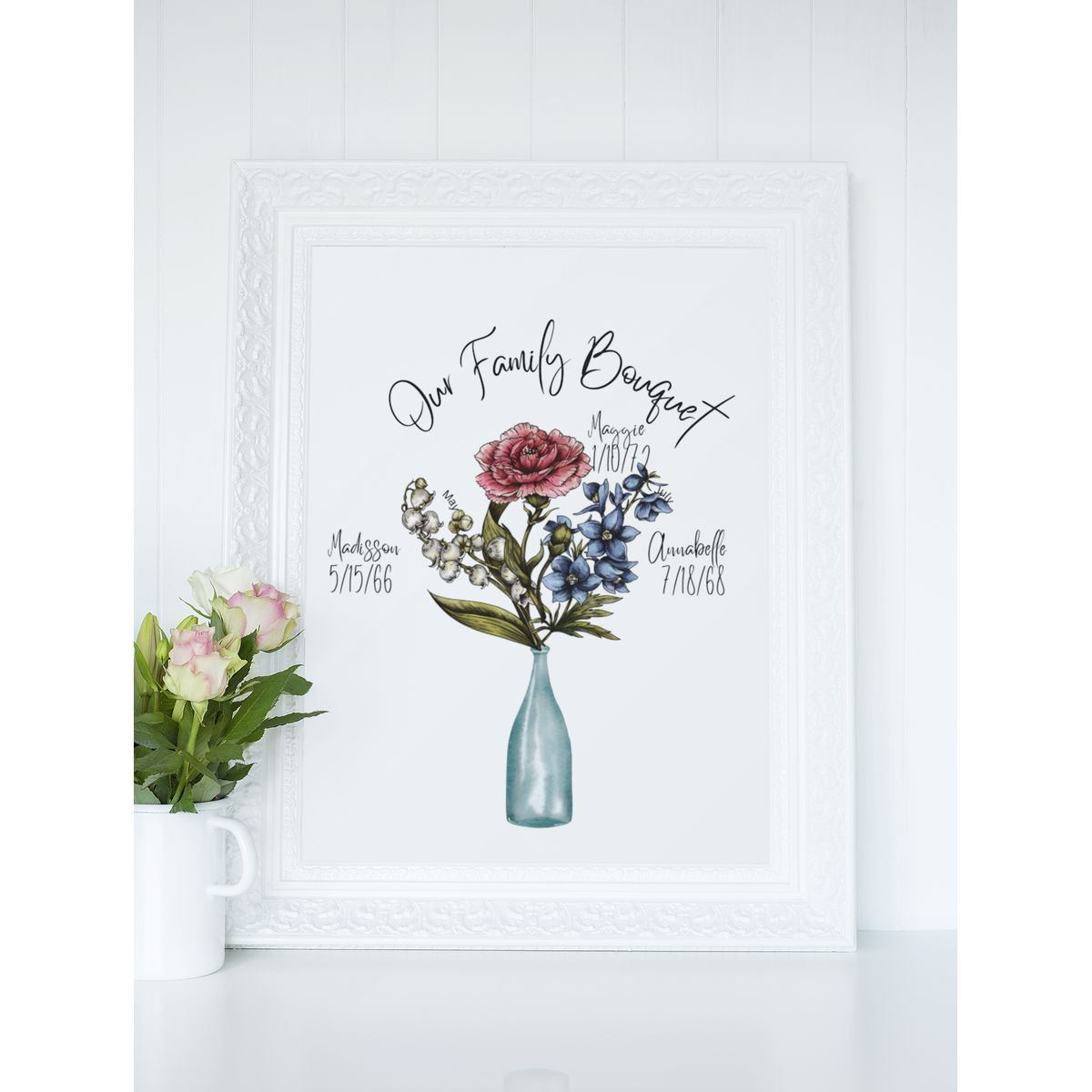 Personalized Family Flower Bouquet Print product image