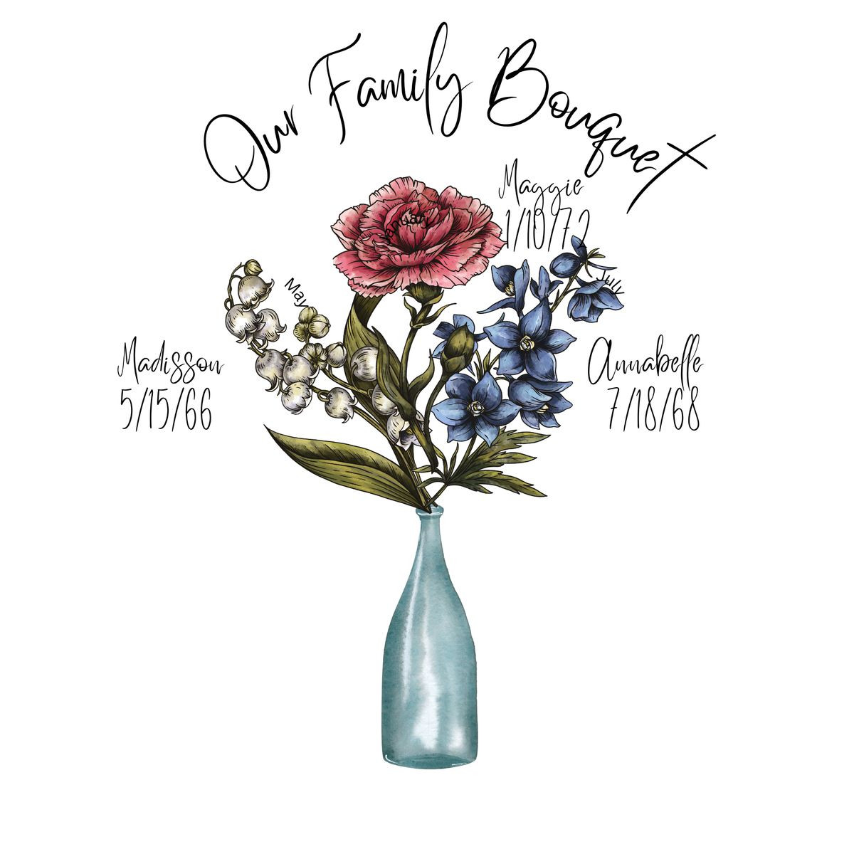 Personalized Family Flower Bouquet Print product image