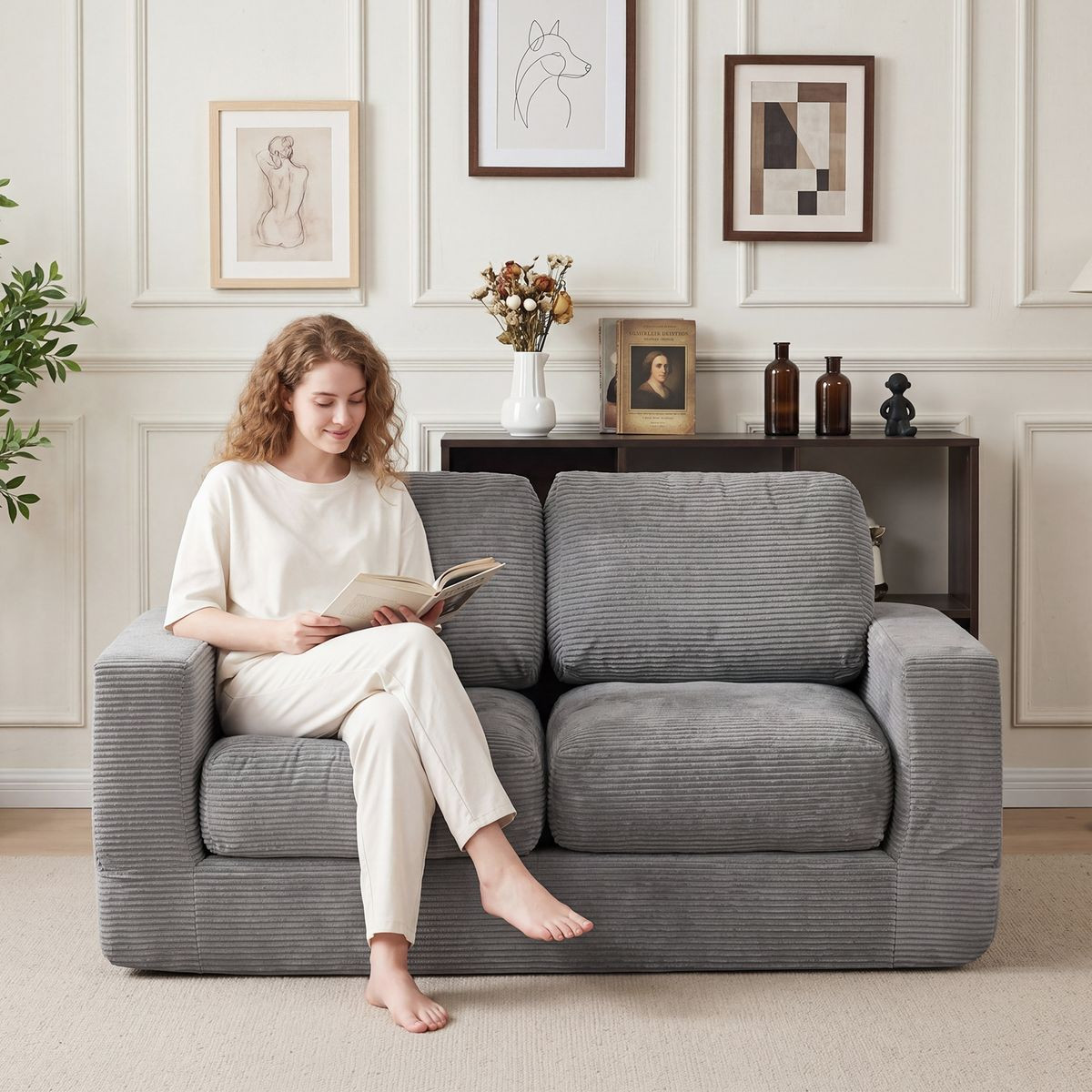 Corduroy Loveseat Floor Sofa  product image