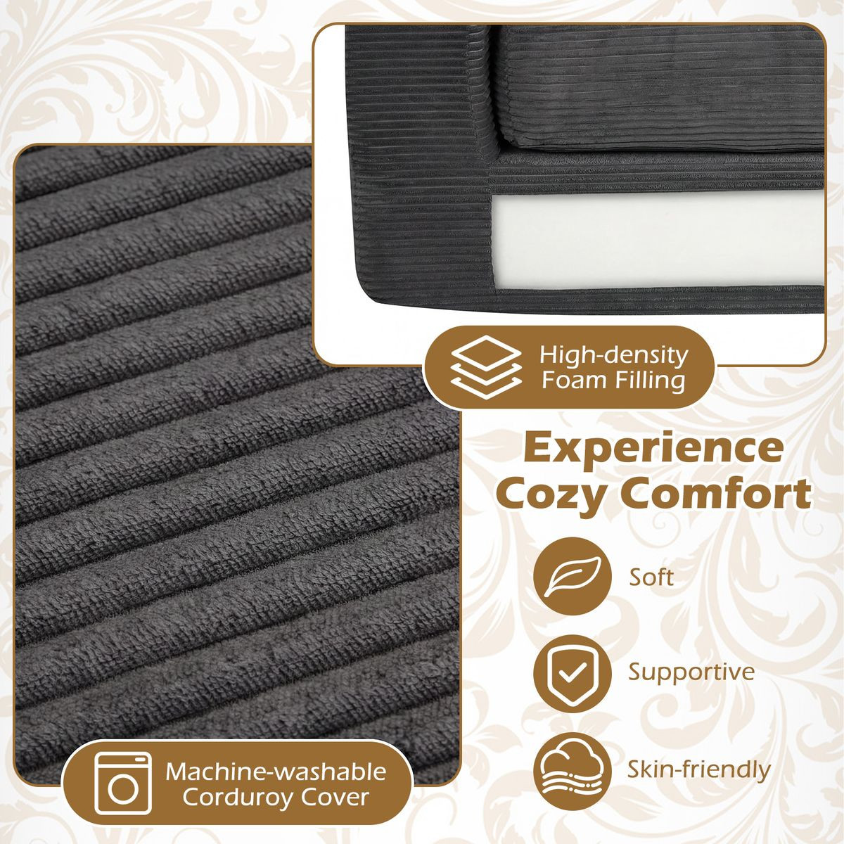 Corduroy Loveseat Floor Sofa  product image