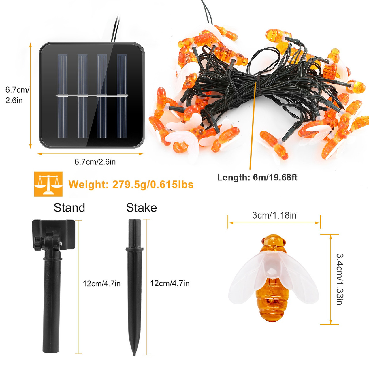 Solarek® LED Solar-Powered String Bee Lights product image