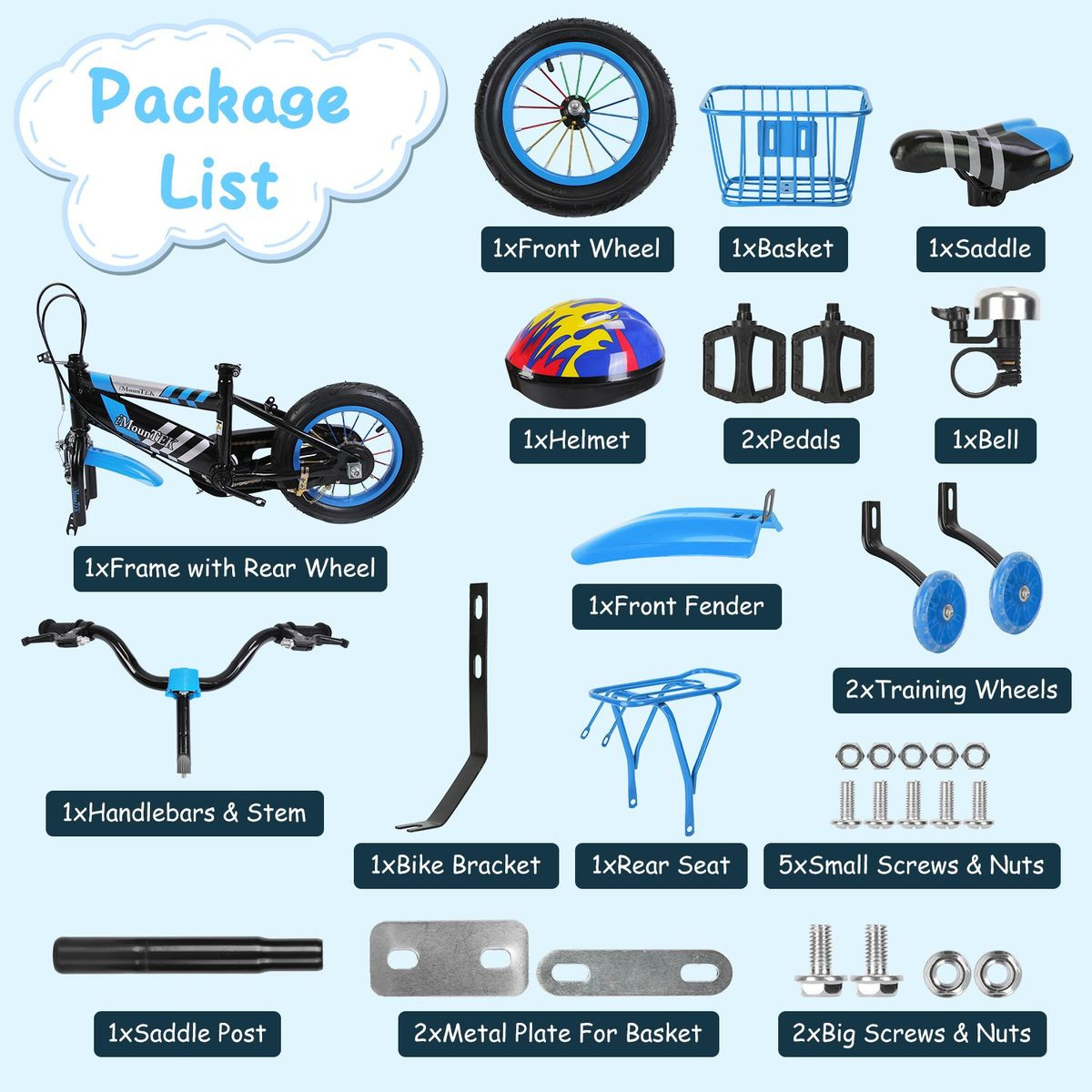 Kids' Bike with Training Wheels and Basket (12" or 16") product image