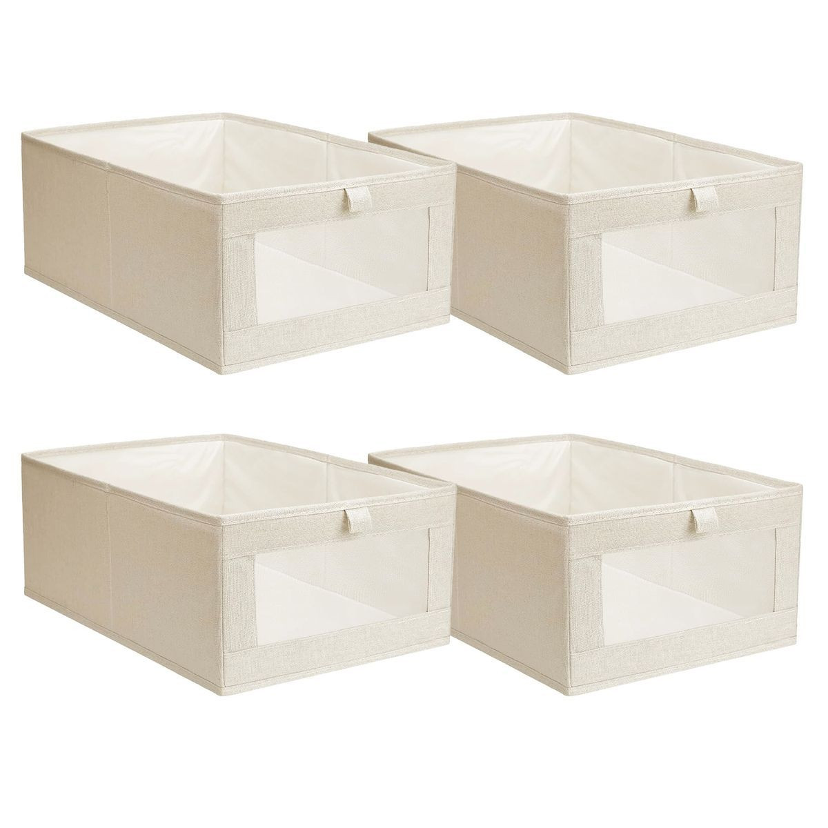 Foldable Linen Closet Storage Bin with Clear Window and Handle (4-Pack) product image