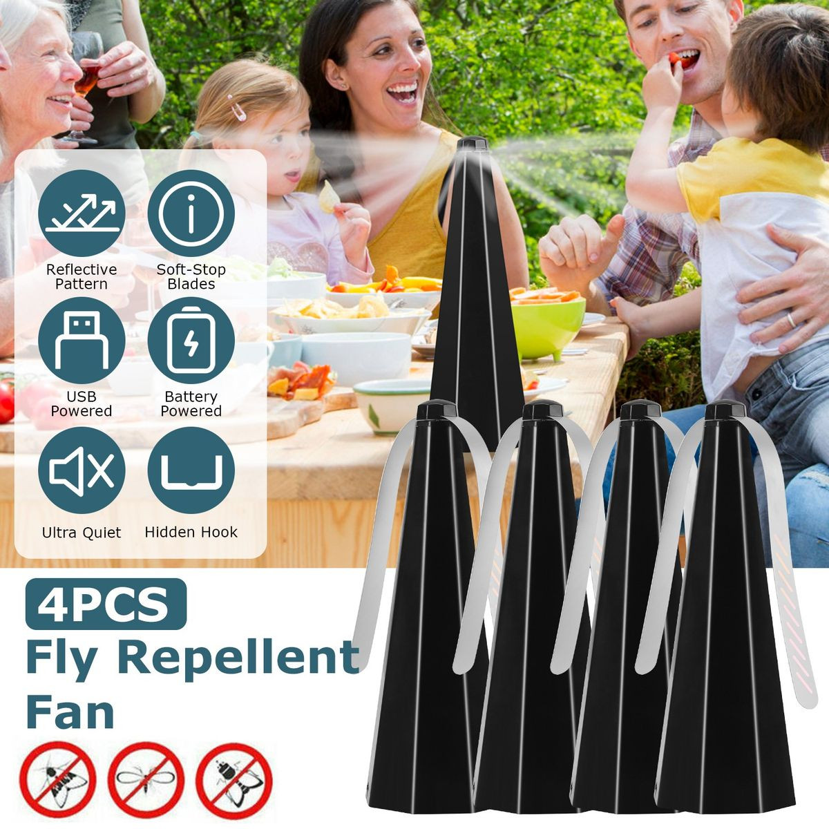 Holographic Fly Repellent Fan (4-Pack) product image