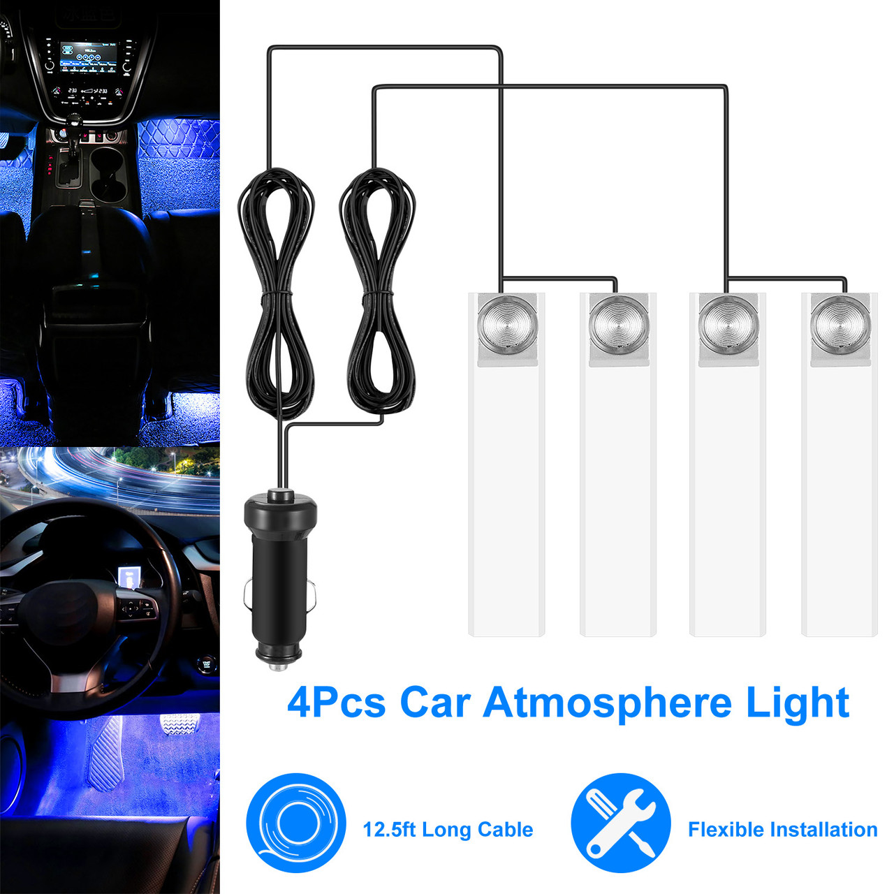 Car Interior Atmosphere LED Lights (4-Pieces) product image