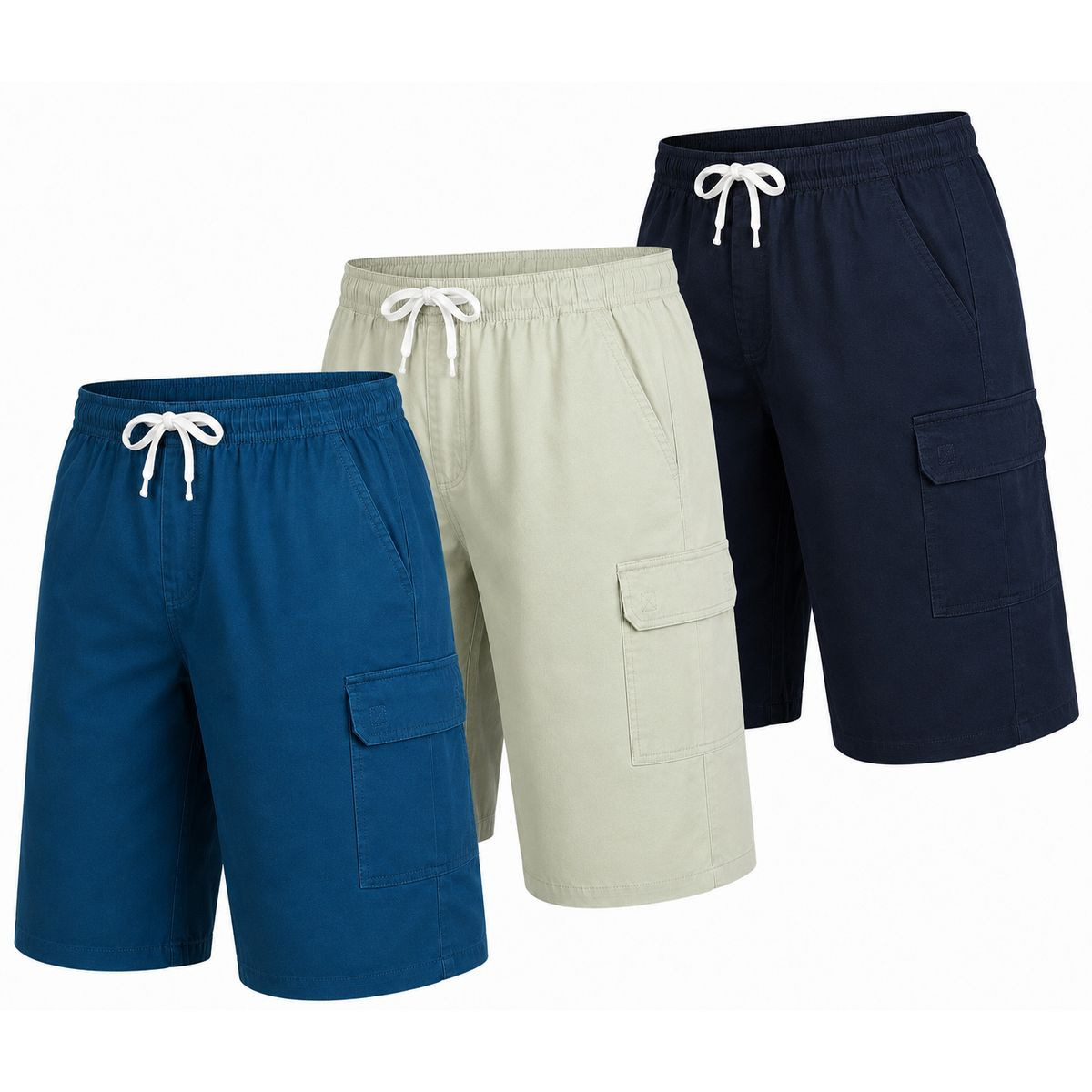 Men's Cotton Cargo Shorts With Drawstring (3-Pack) product image