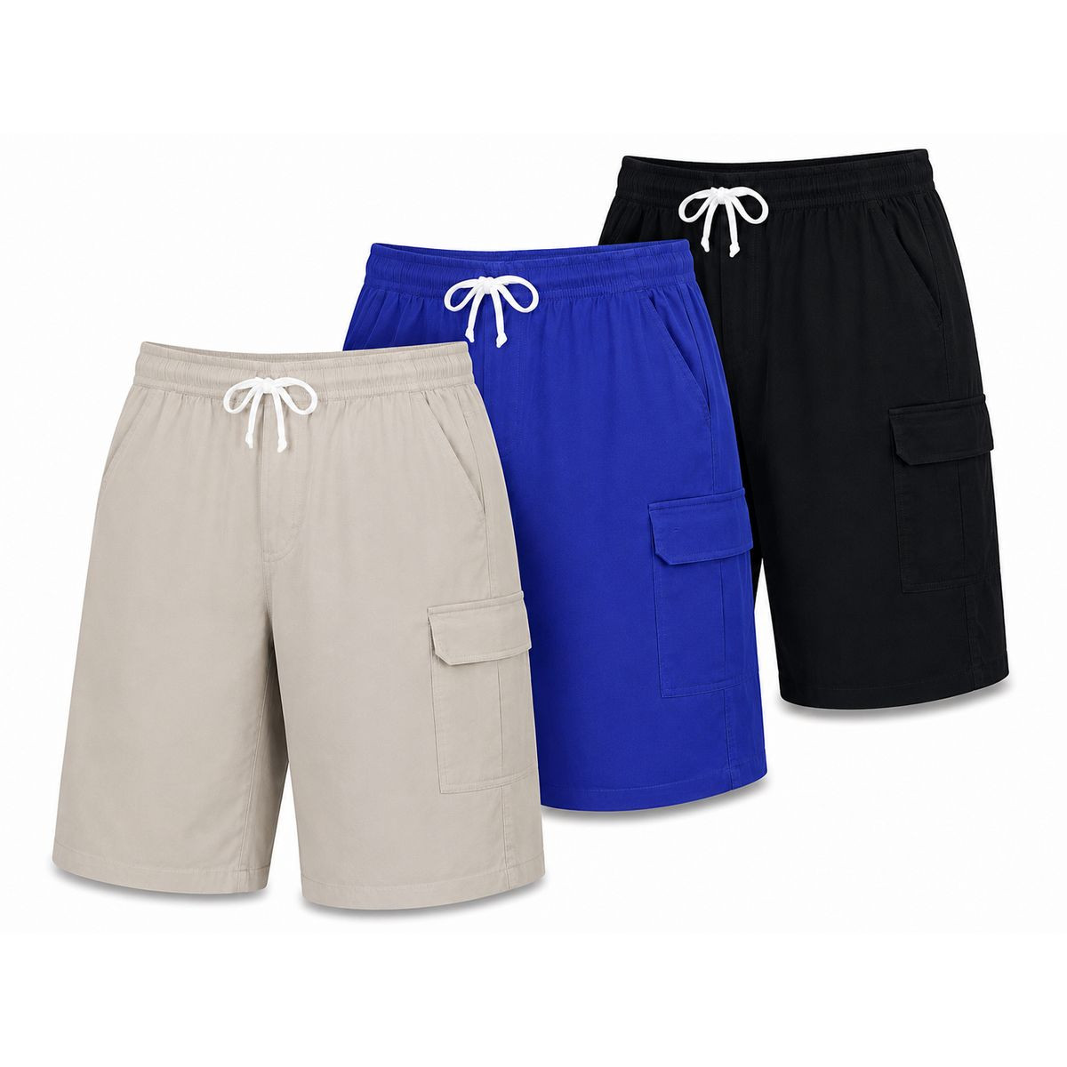 Men's Cotton Cargo Shorts With Drawstring (3-Pack) product image