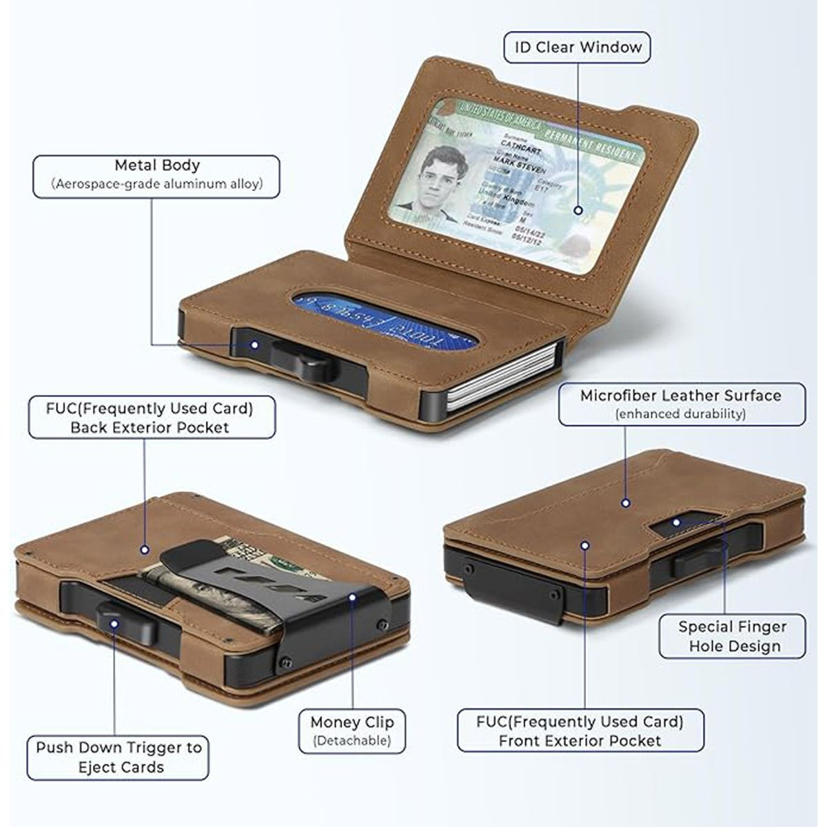 Slim Aluminum Pop-Up Credit Card Holder with Money Clip product image