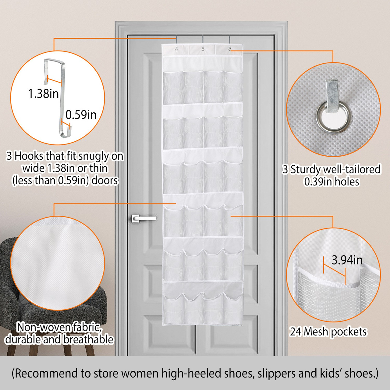 24-Pocket Over-the-Door Shoe Rack product image