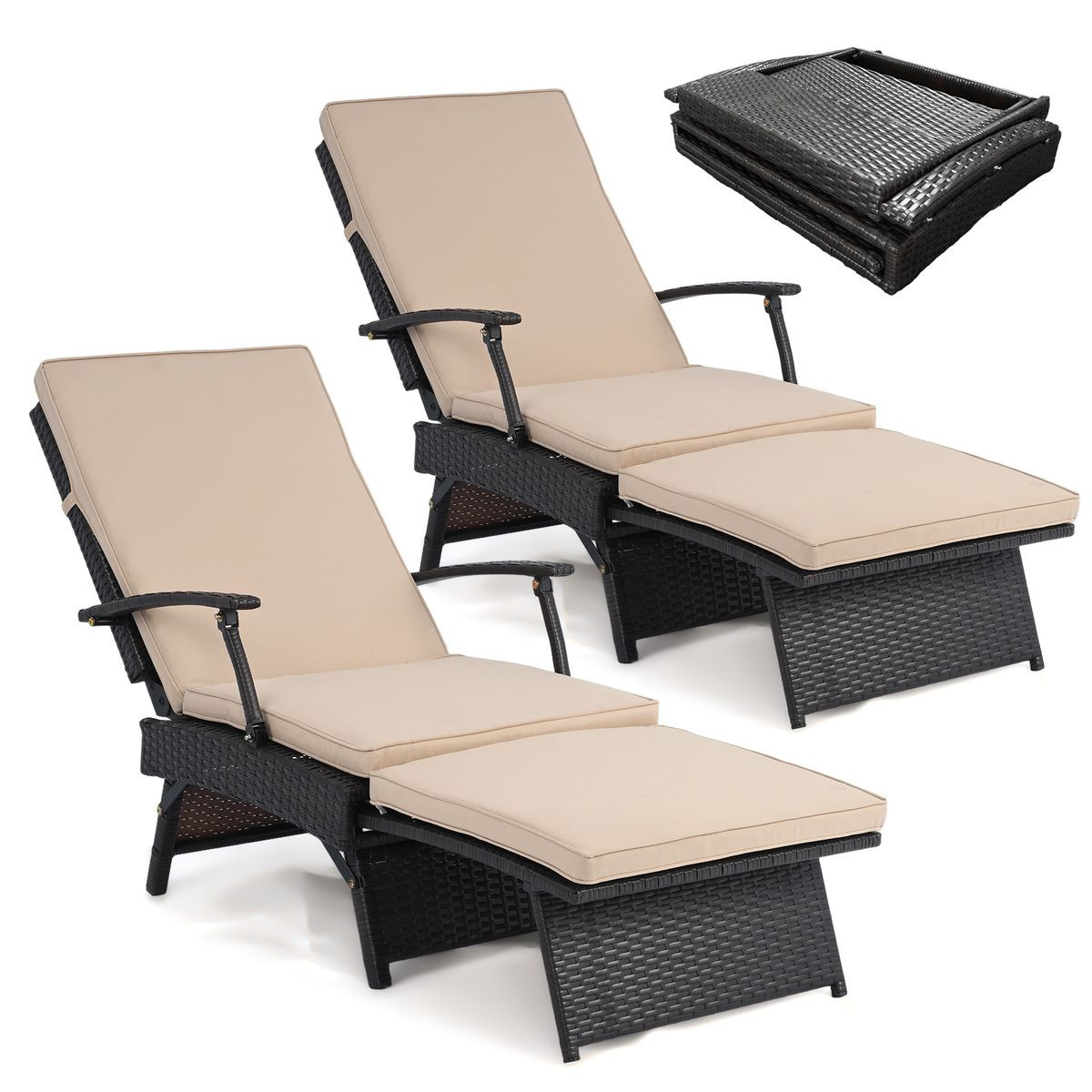 Folding Wicker Chaise Lounge (1- or 2-Pack) product image