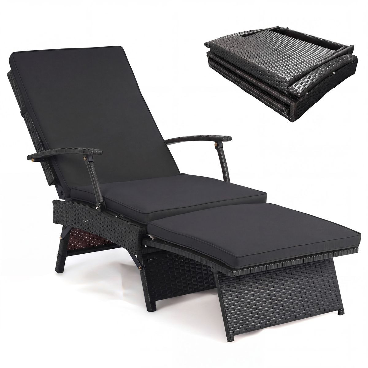 Folding Wicker Chaise Lounge (1- or 2-Pack) product image