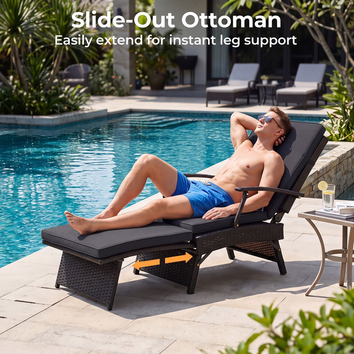 Folding Wicker Chaise Lounge (1- or 2-Pack) product image