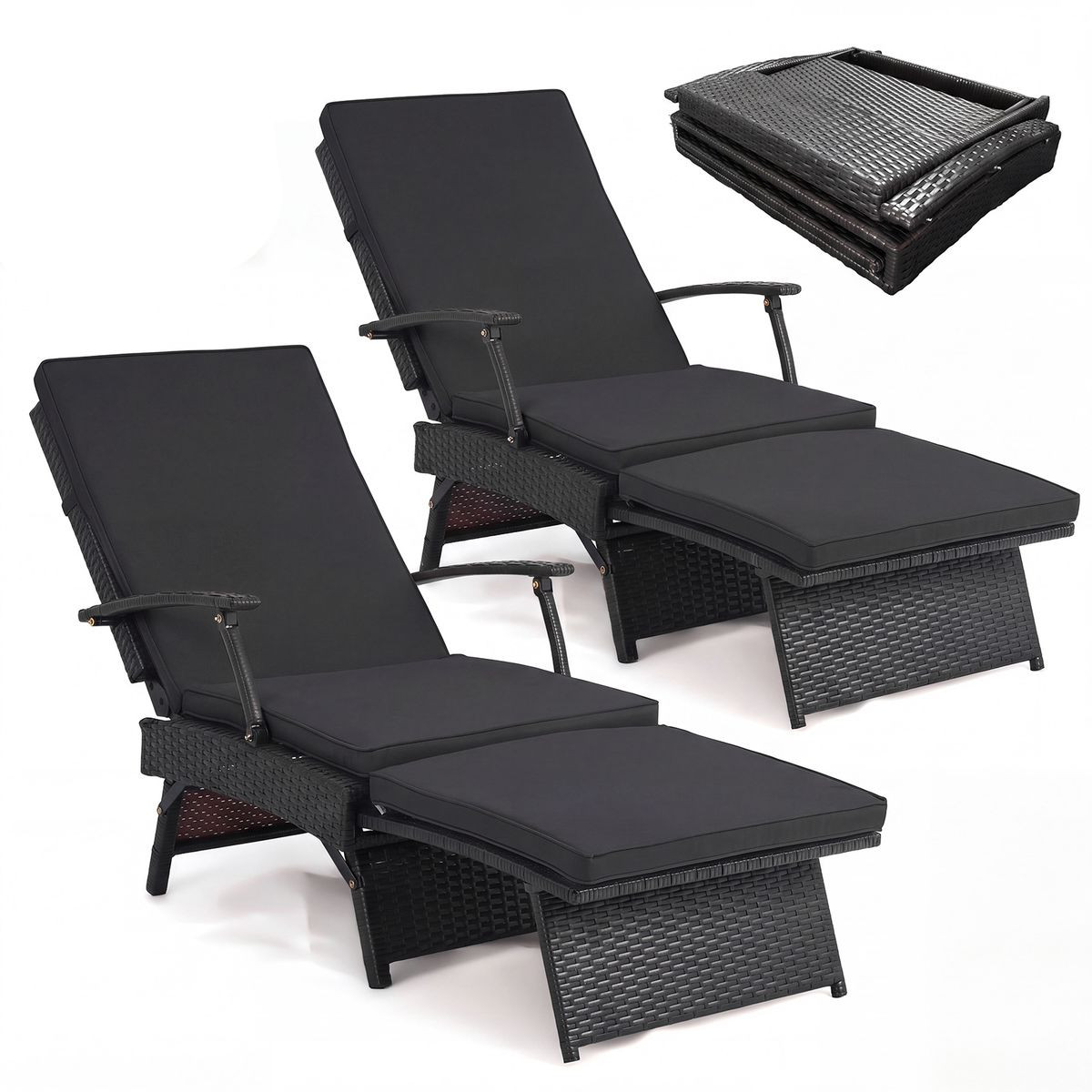 Folding Wicker Chaise Lounge (1- or 2-Pack) product image