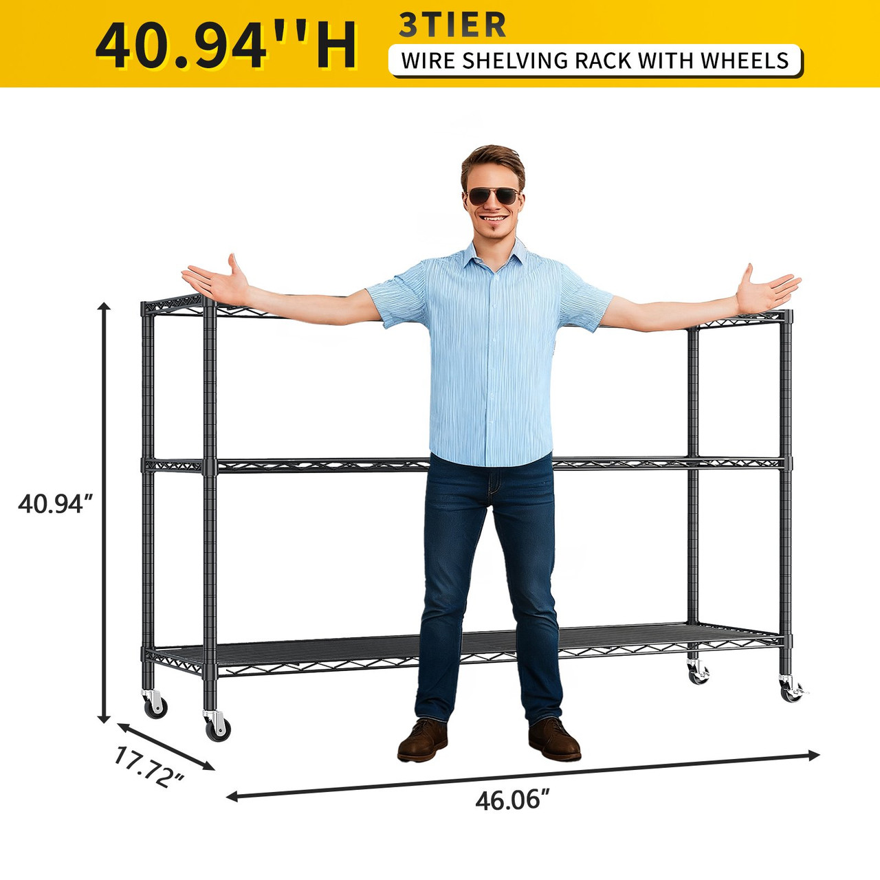3-Tier Heavy Duty Wire Shelf Rack  product image