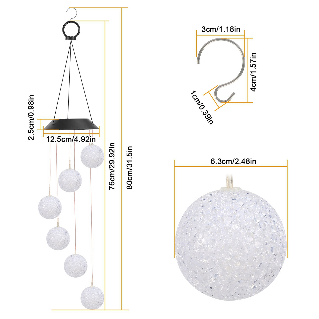 Solarek™ Solar Powered LED Ball Wind Chimes product image