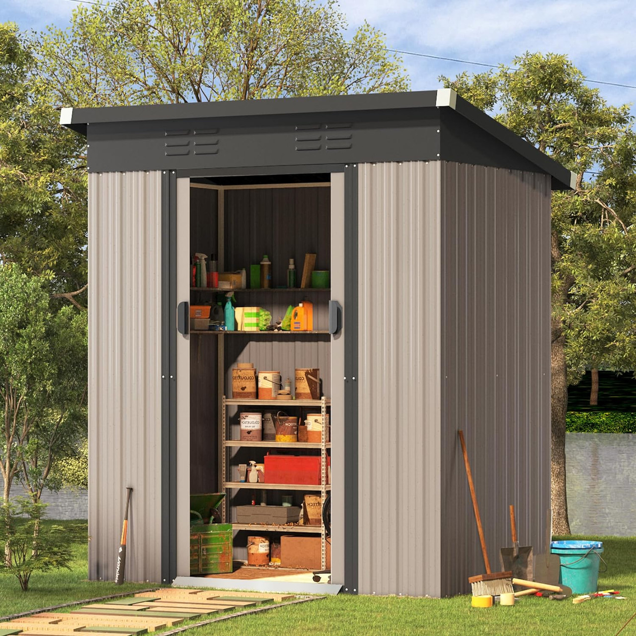 Small Outdoor Storage Tool Shed with Sliding Door  product image
