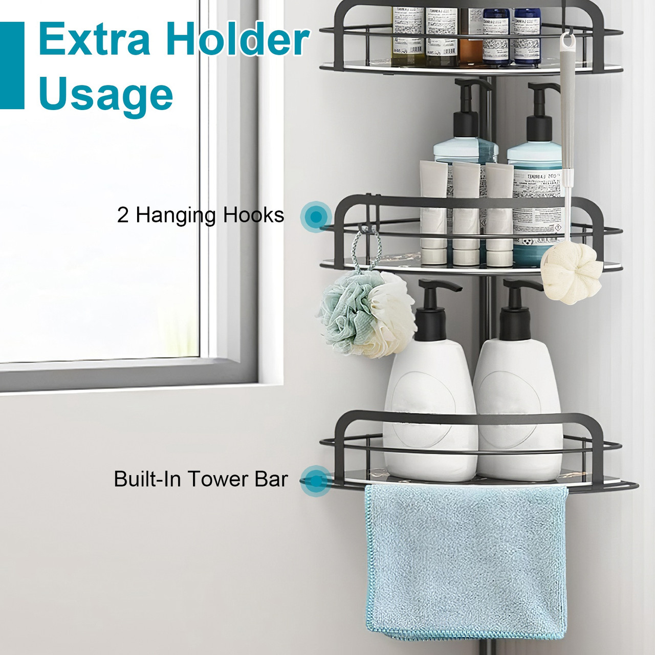 Floor-to-Ceiling Corner Shower Caddy  product image