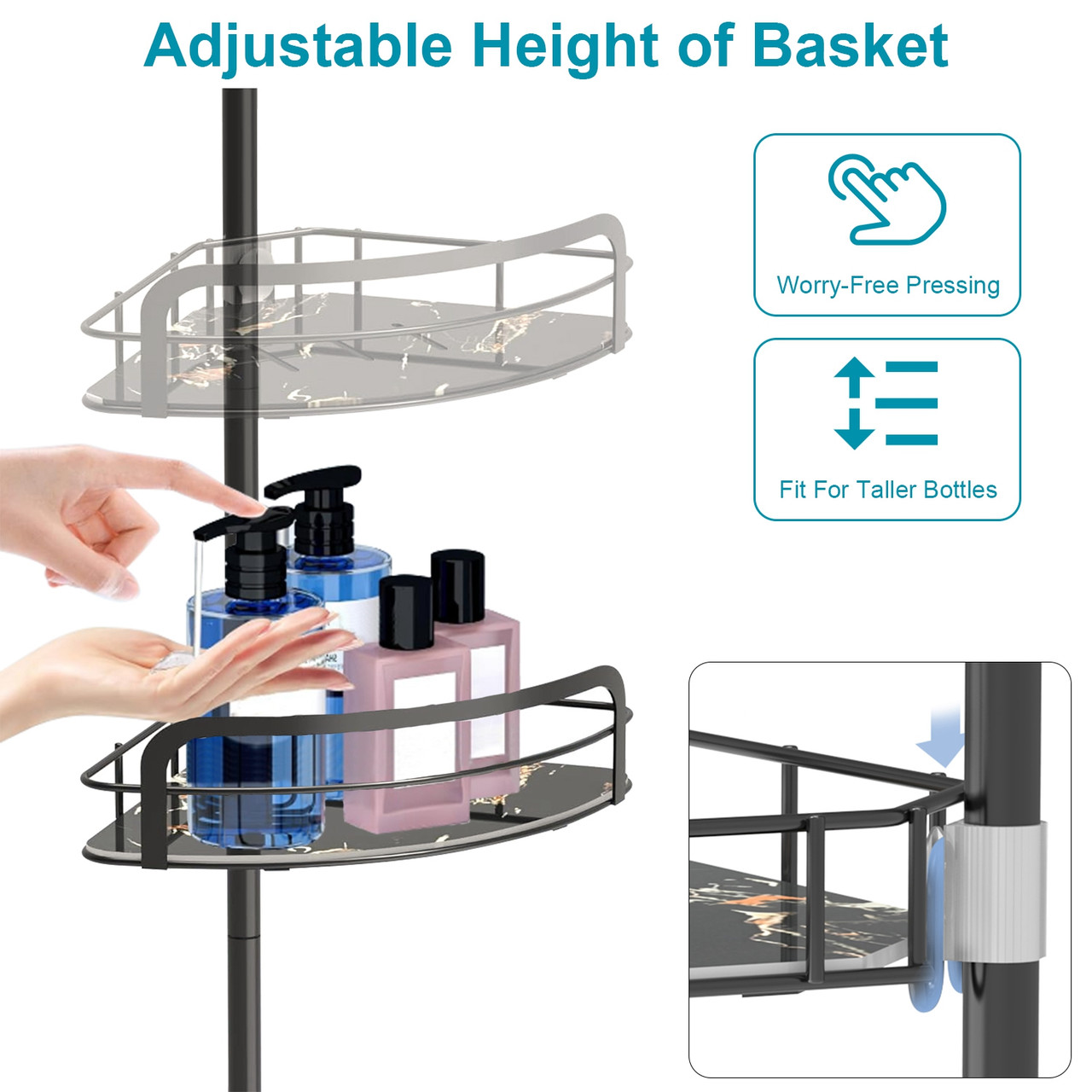 Floor-to-Ceiling Corner Shower Caddy  product image