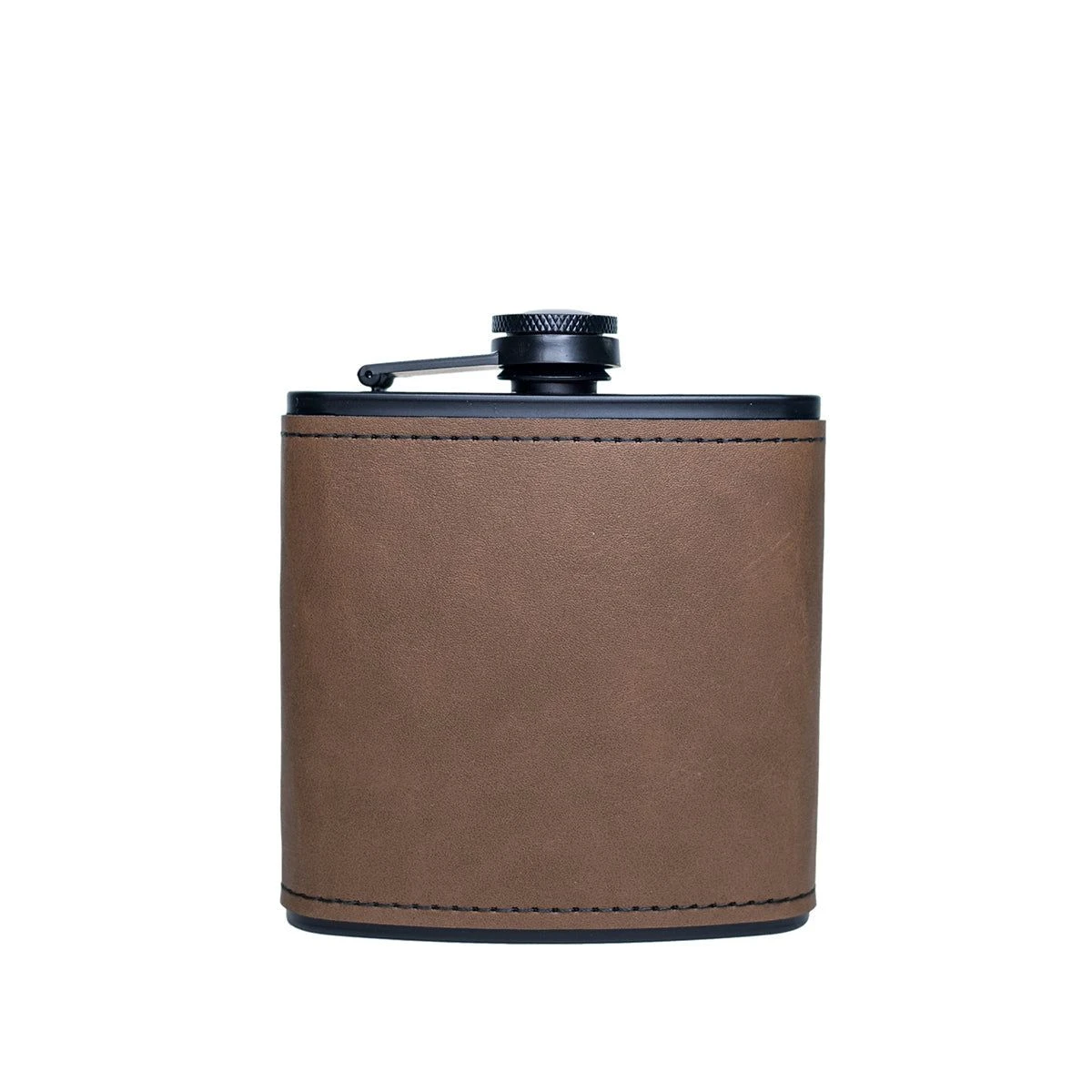 Personalized Leather Wrapped Black Flasks product image
