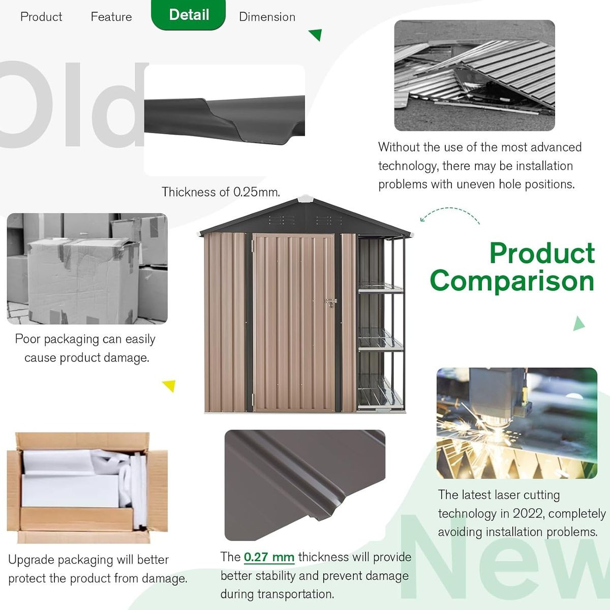 6x6 Storage Utility Shed with Outdoor Rack  product image