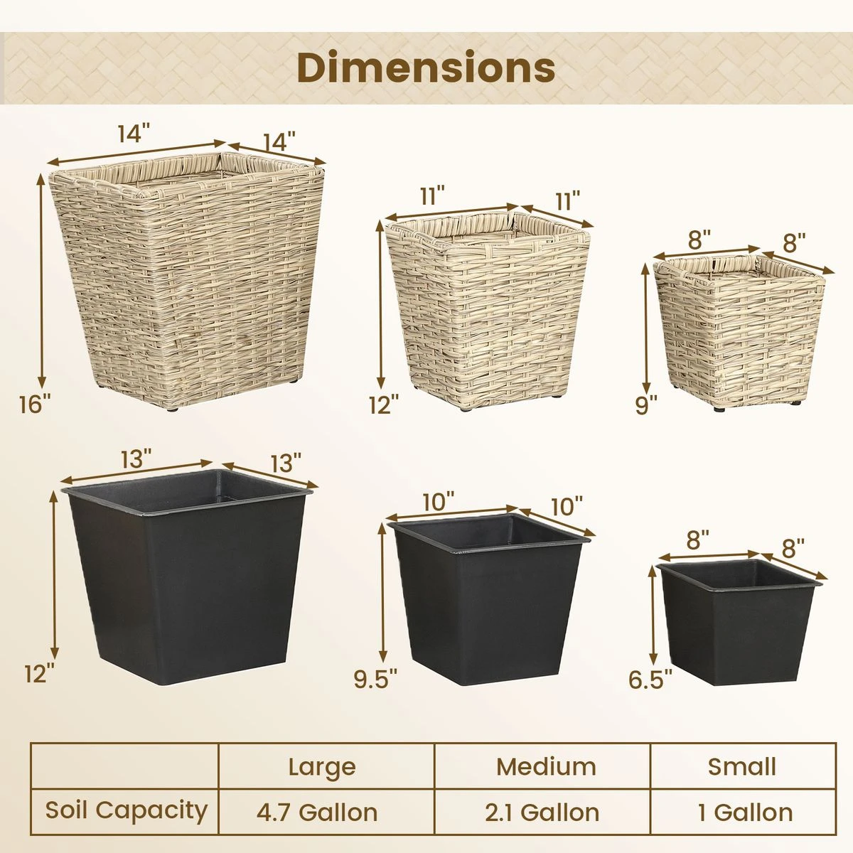 Tapered Rattan Planters (Set of 3) product image