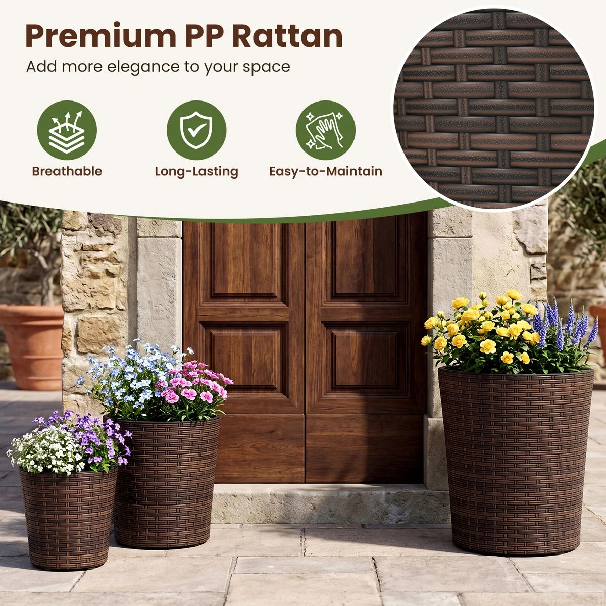 Tapered Rattan Planters (Set of 3) product image