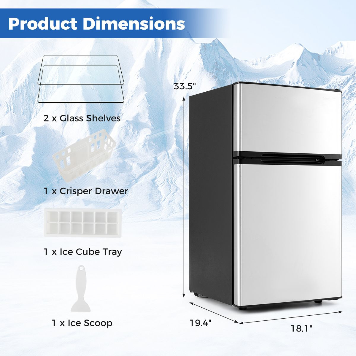 Double Door Mini Fridge with Freezer  product image