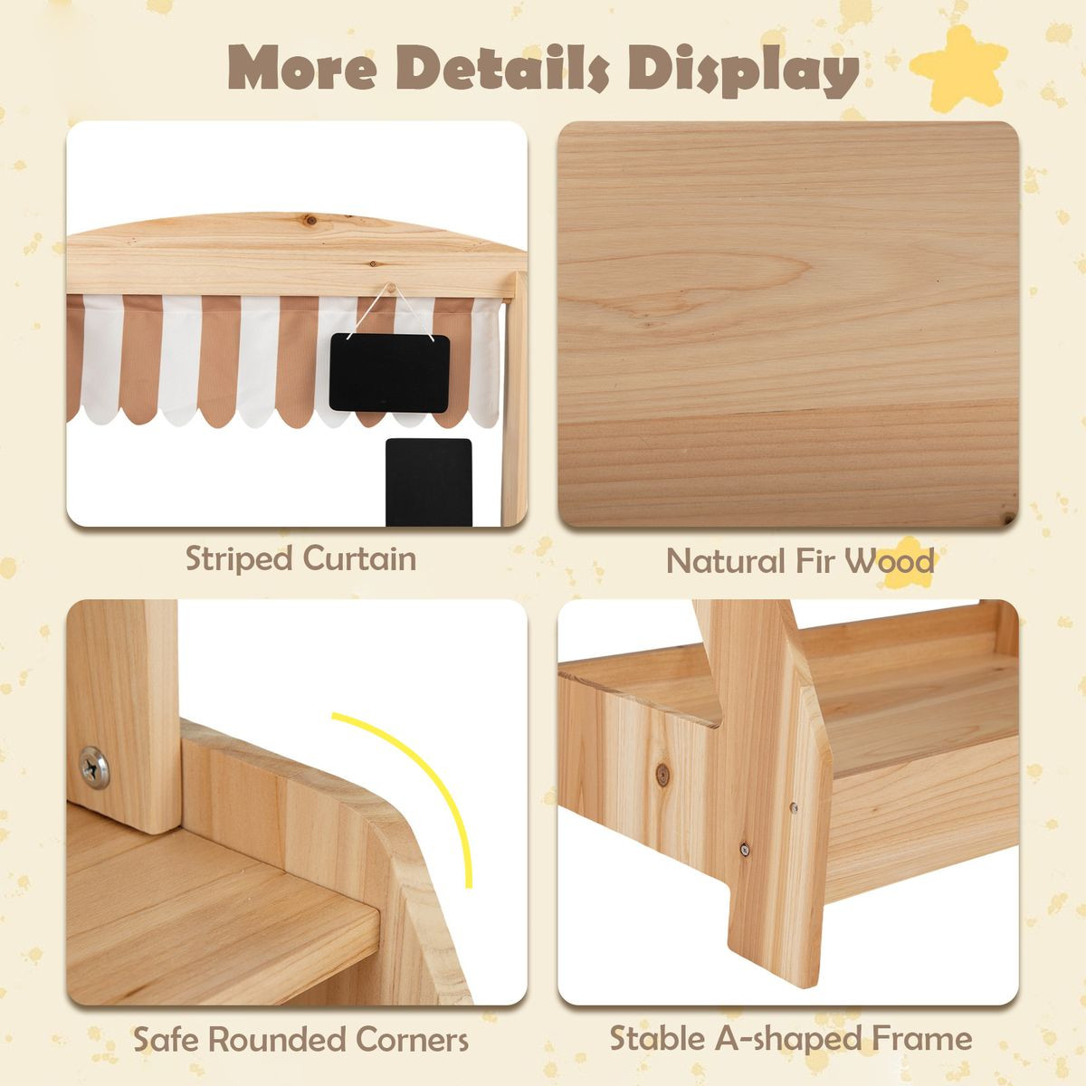 2-in-1 Wooden Play Kitchen & Market Stand product image