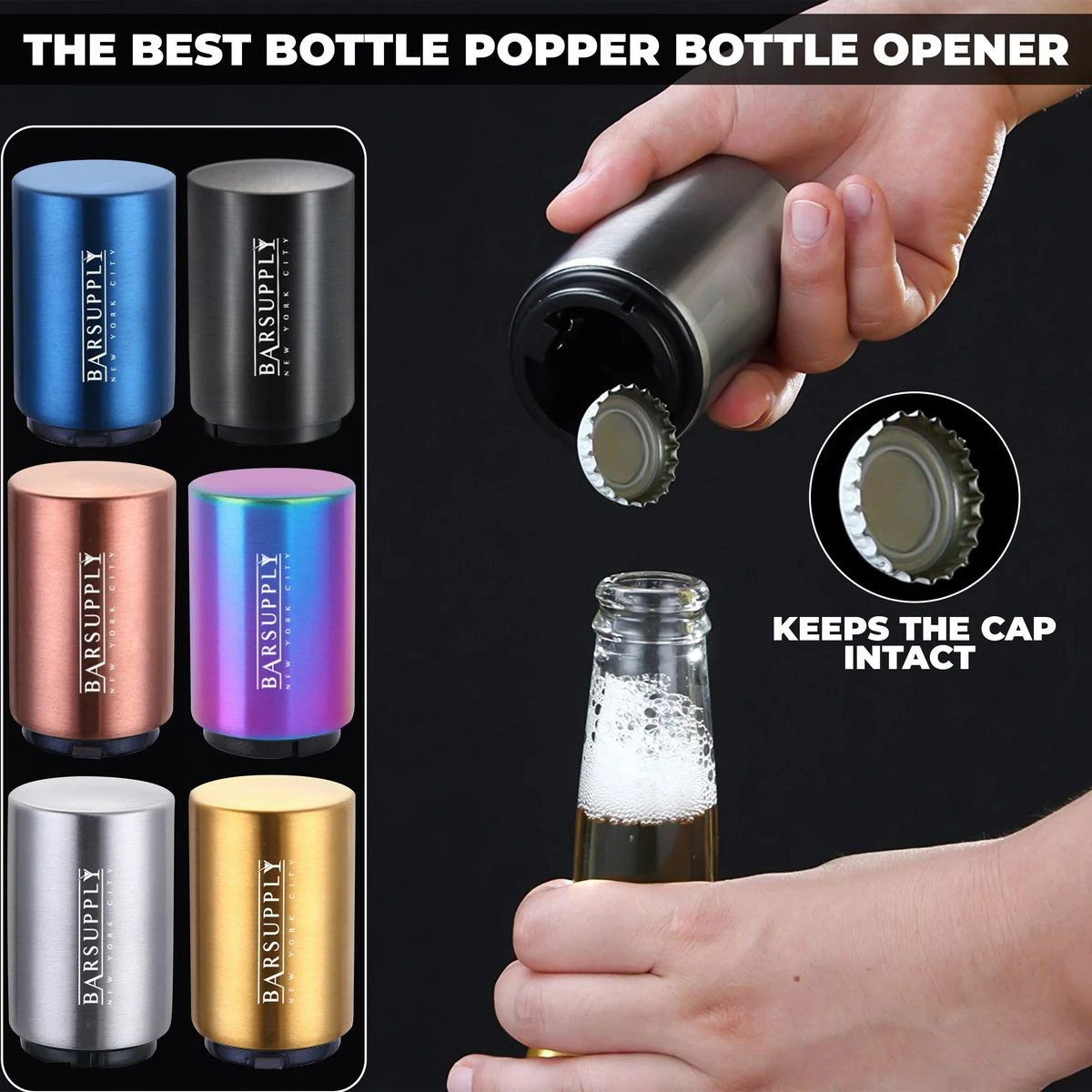 BARSUPPLY Push Down Automatic Magnetic Beer Bottle Opener (2-Pack) product image