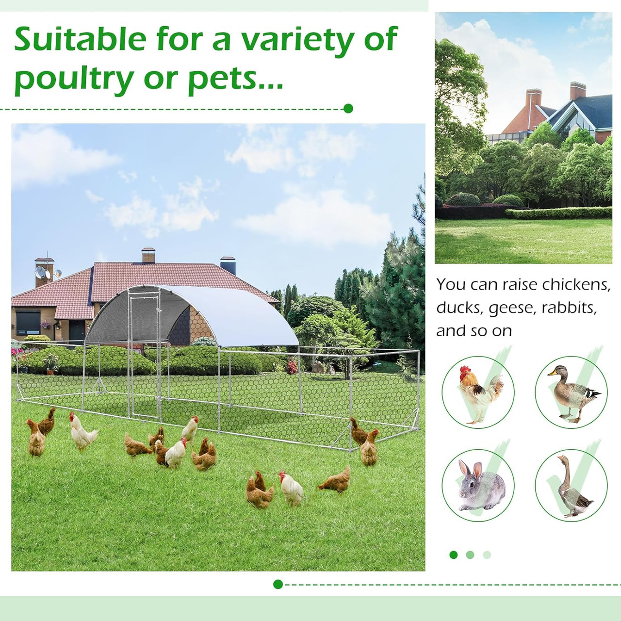 Chicken Coop Run Dome Walk-in Metal Chicken Cage product image