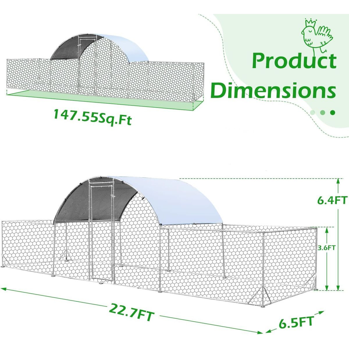 Chicken Coop Run Dome Walk-in Metal Chicken Cage product image