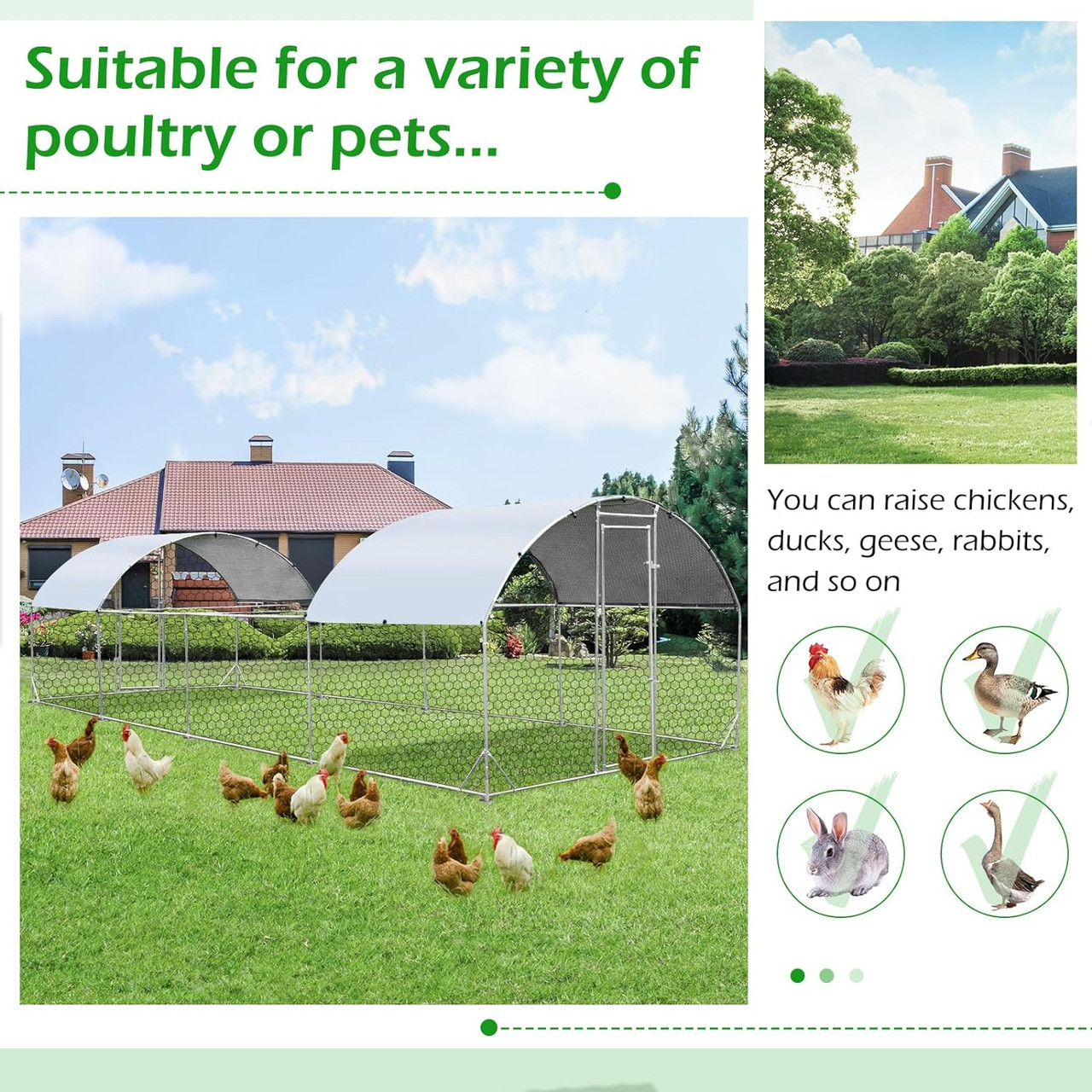 196 Sq.Ft Large Dome Walk-in Metal Chicken Cage product image