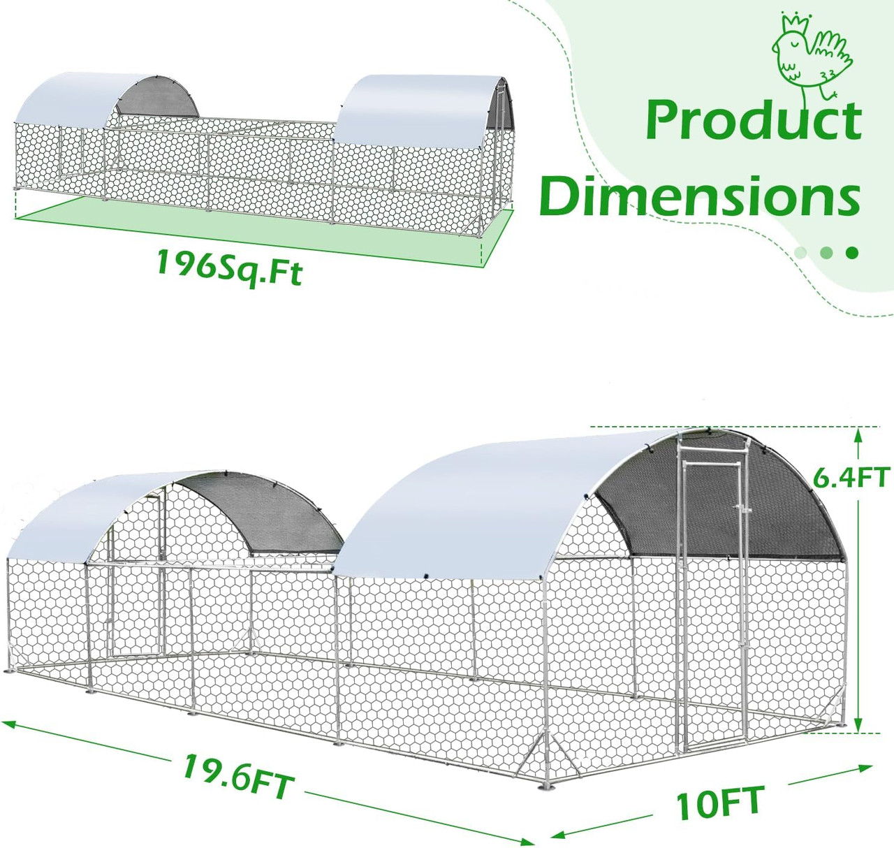 196 Sq.Ft Large Dome Walk-in Metal Chicken Cage product image
