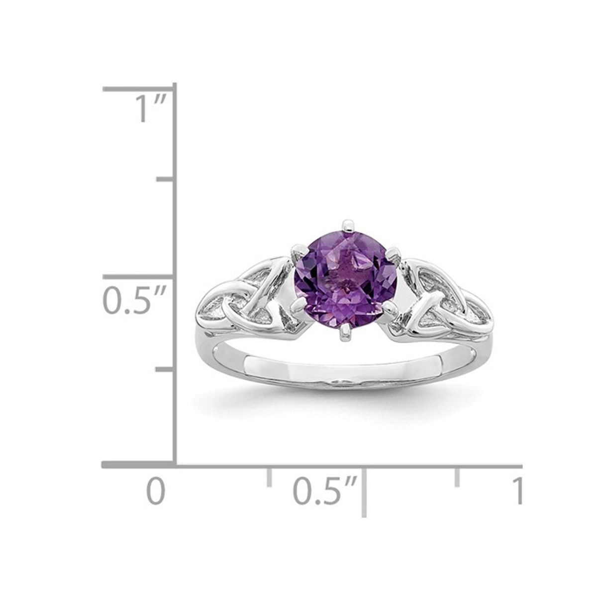 1.00 Carat (ctw) Amethyst Celtic Trinity Ring in Sterling Silver product image