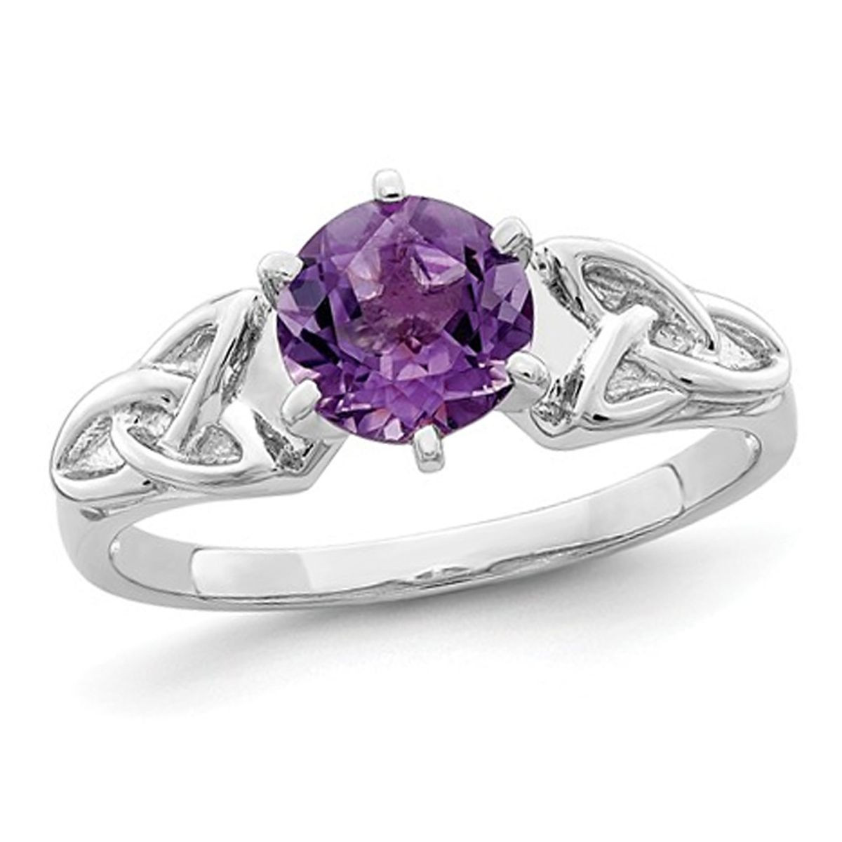 1.00 Carat (ctw) Amethyst Celtic Trinity Ring in Sterling Silver product image