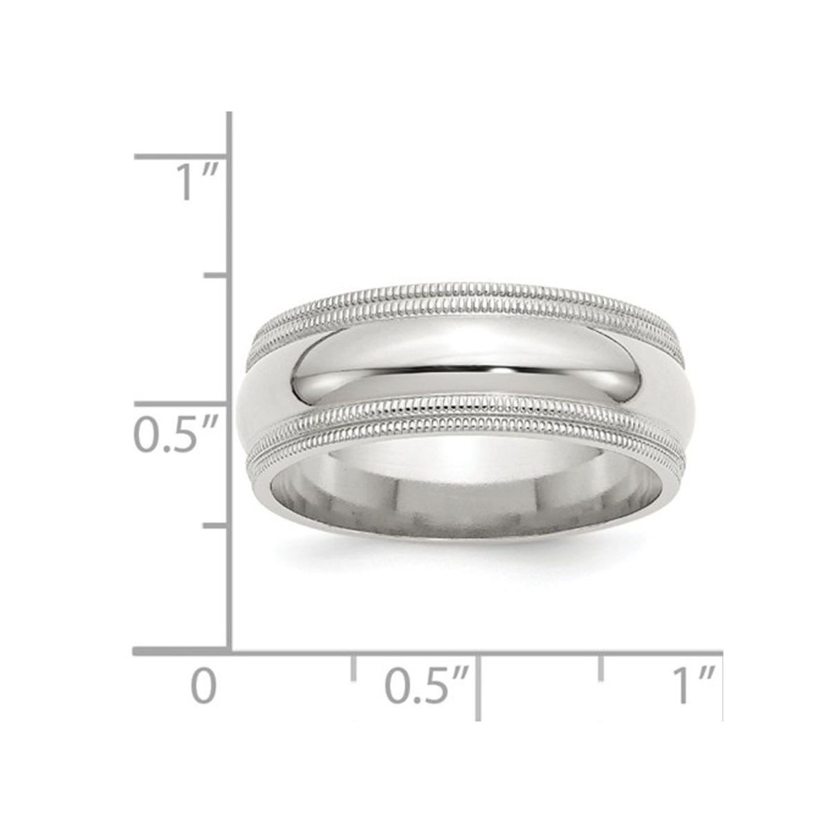 8mm Men's Sterling Silver Double Milgrain Wedding Band Ring product image