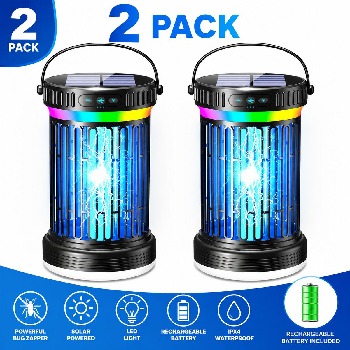 Solar Bug Zapper and LED Camping Lantern (1- or 2-Pack) product image