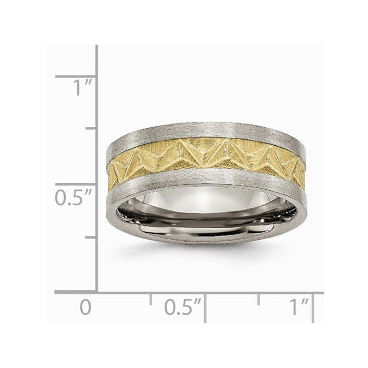 8mm Men's Titanium Brushed Wedding Band Ring with Yellow Plating product image