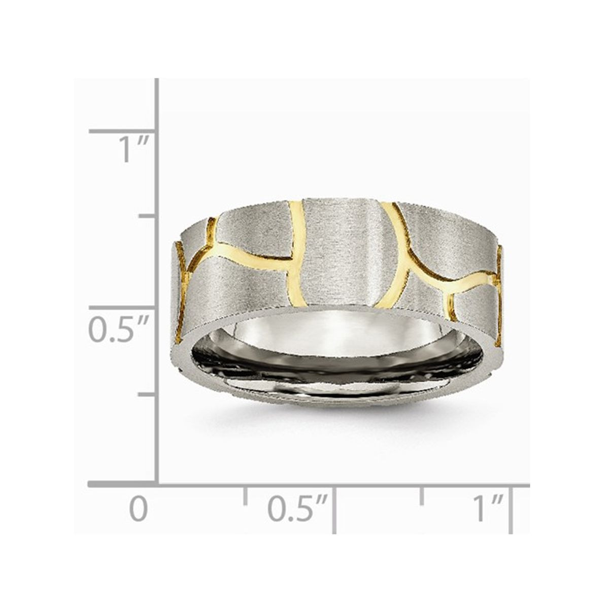 8mm Men's Titanium Black Brushed Grooved Wedding Band Ring product image