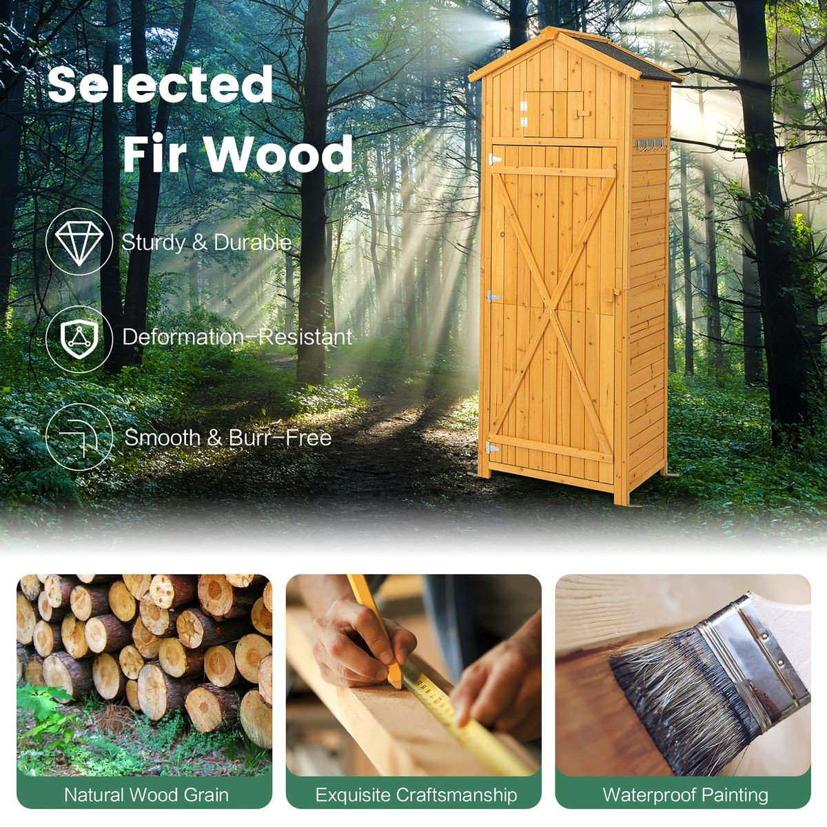 Outdoor Garden Storage Shed with Compartment and Foldable Table product image