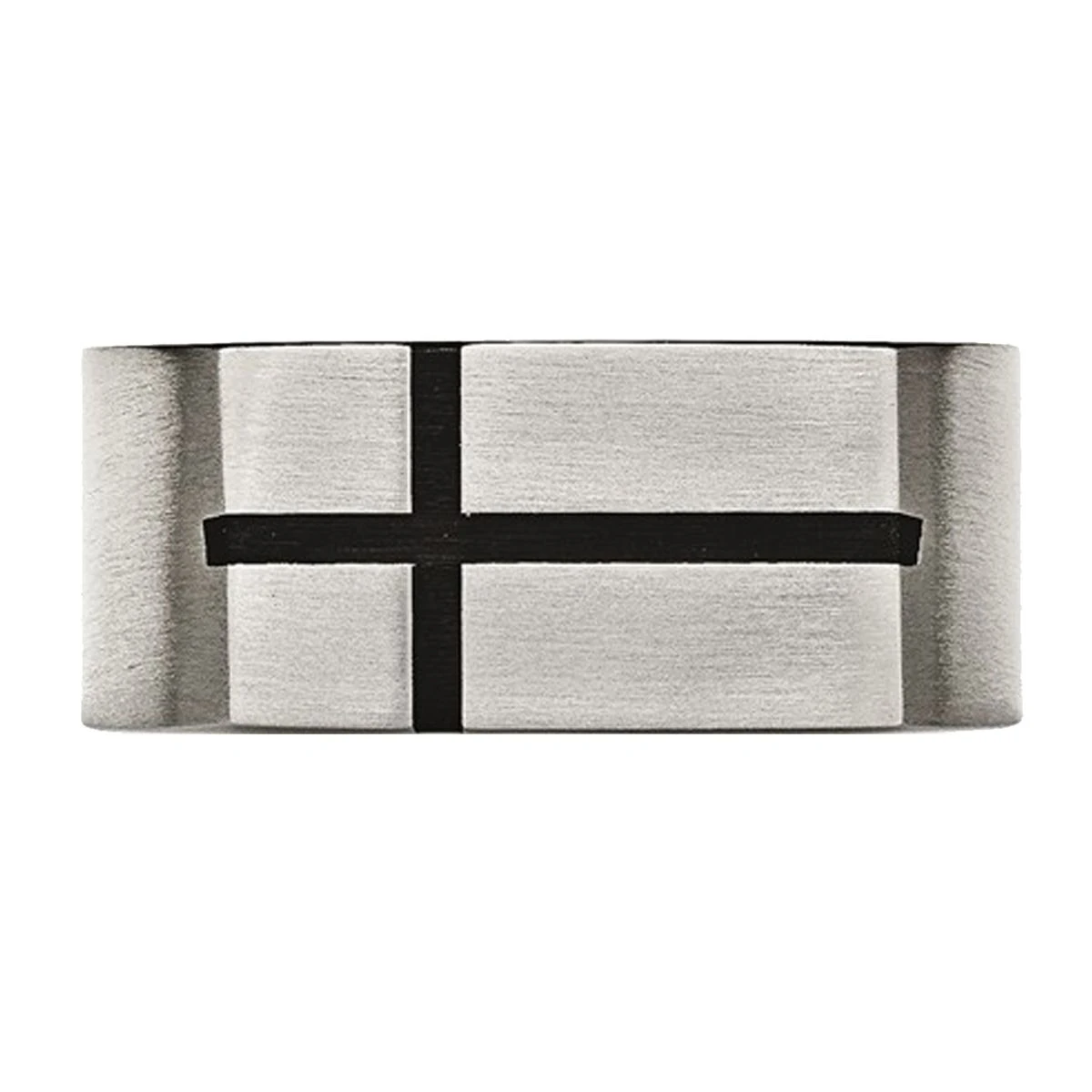 Men's Chisel Titanium 10mm Black Enamel Cross Brushed Wedding Band Ring product image