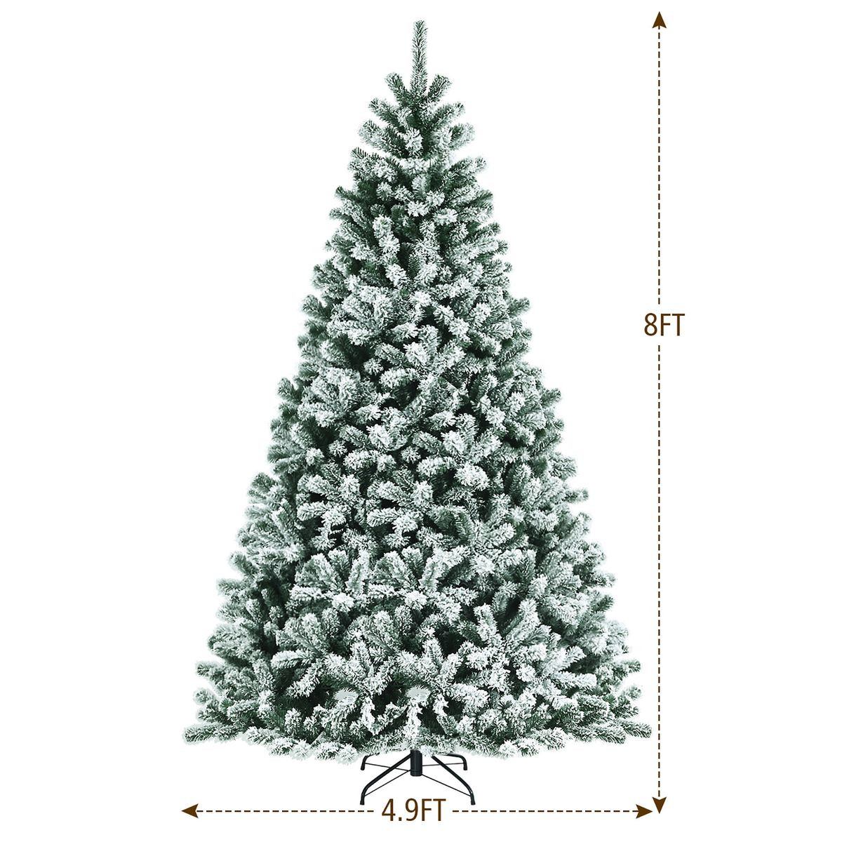 8ft Pre-Lit Snow Flocked Hinged Christmas Tree  product image