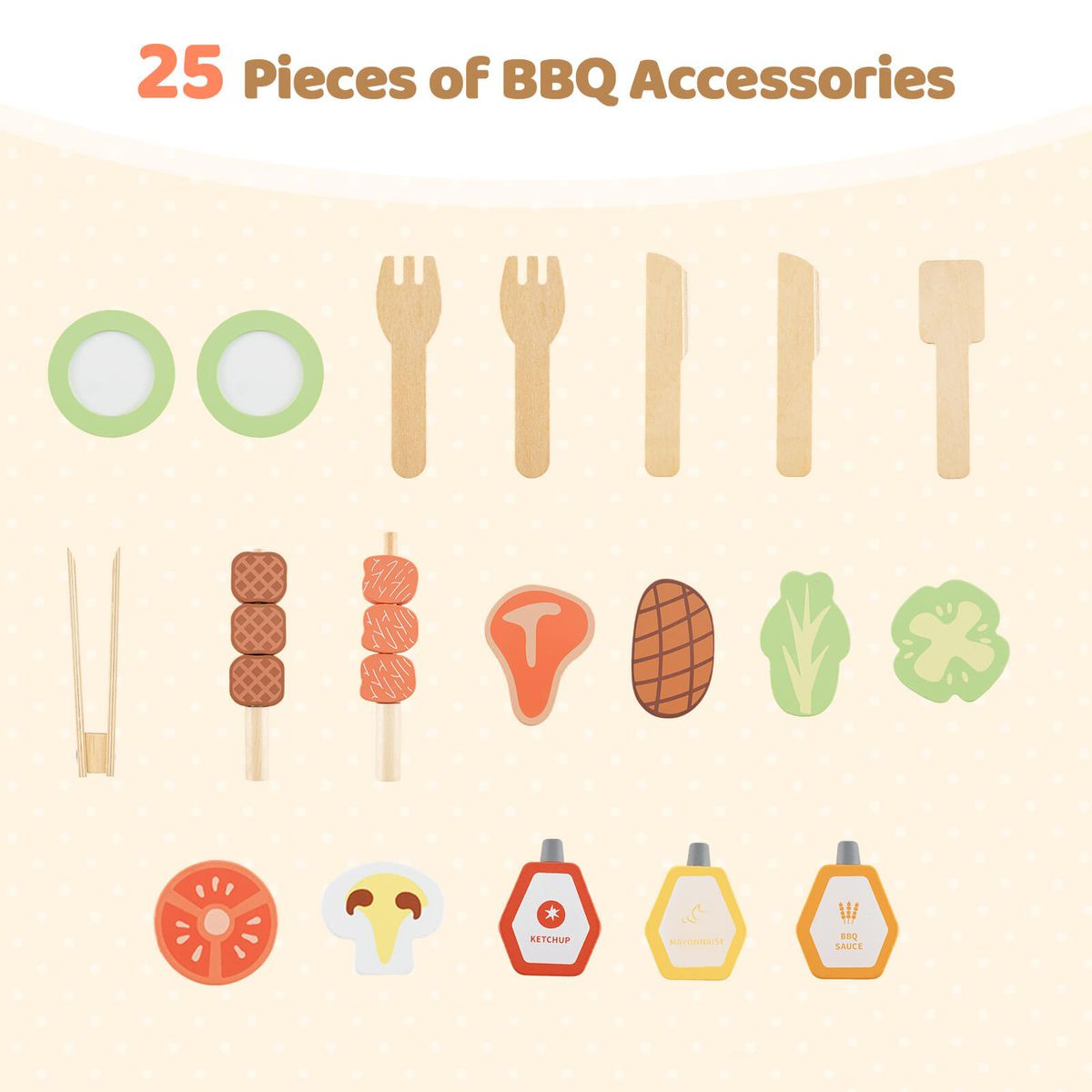 Wooden Barbecue Grill Playset with Play Food Grilling Tools & Accessories product image