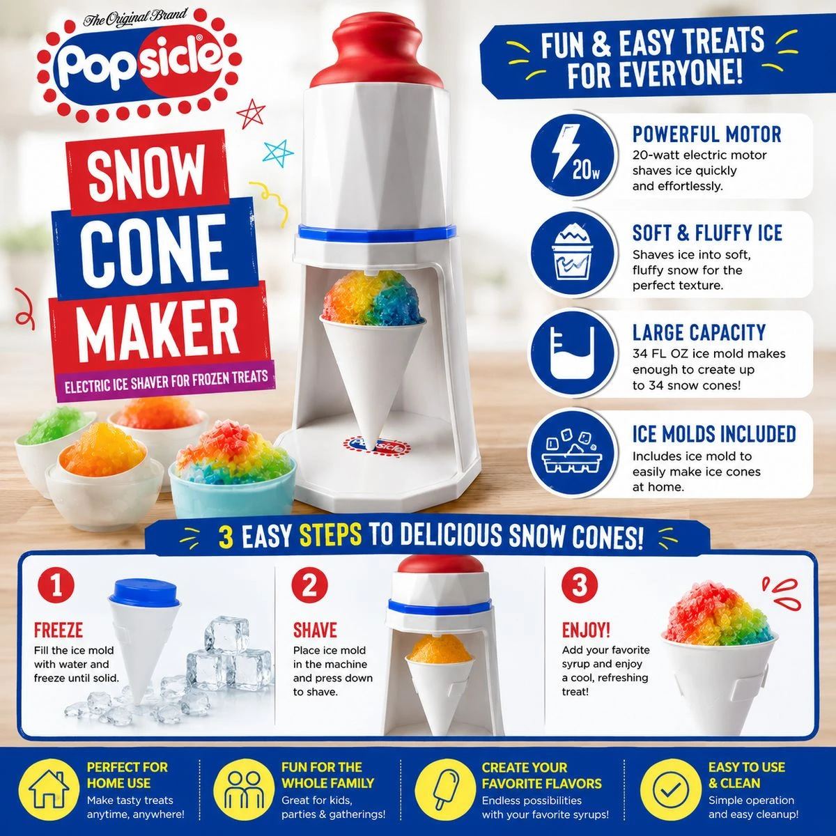 Popsicle Snow Cone Maker Electric Ice Shaver  product image