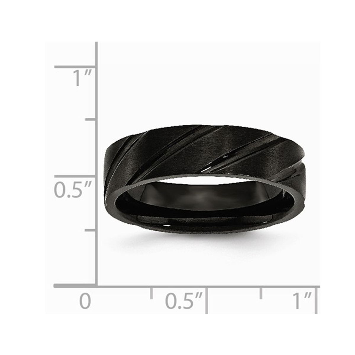 6mm Mens' Black Plated Titanium Swirl Design Band Ring product image